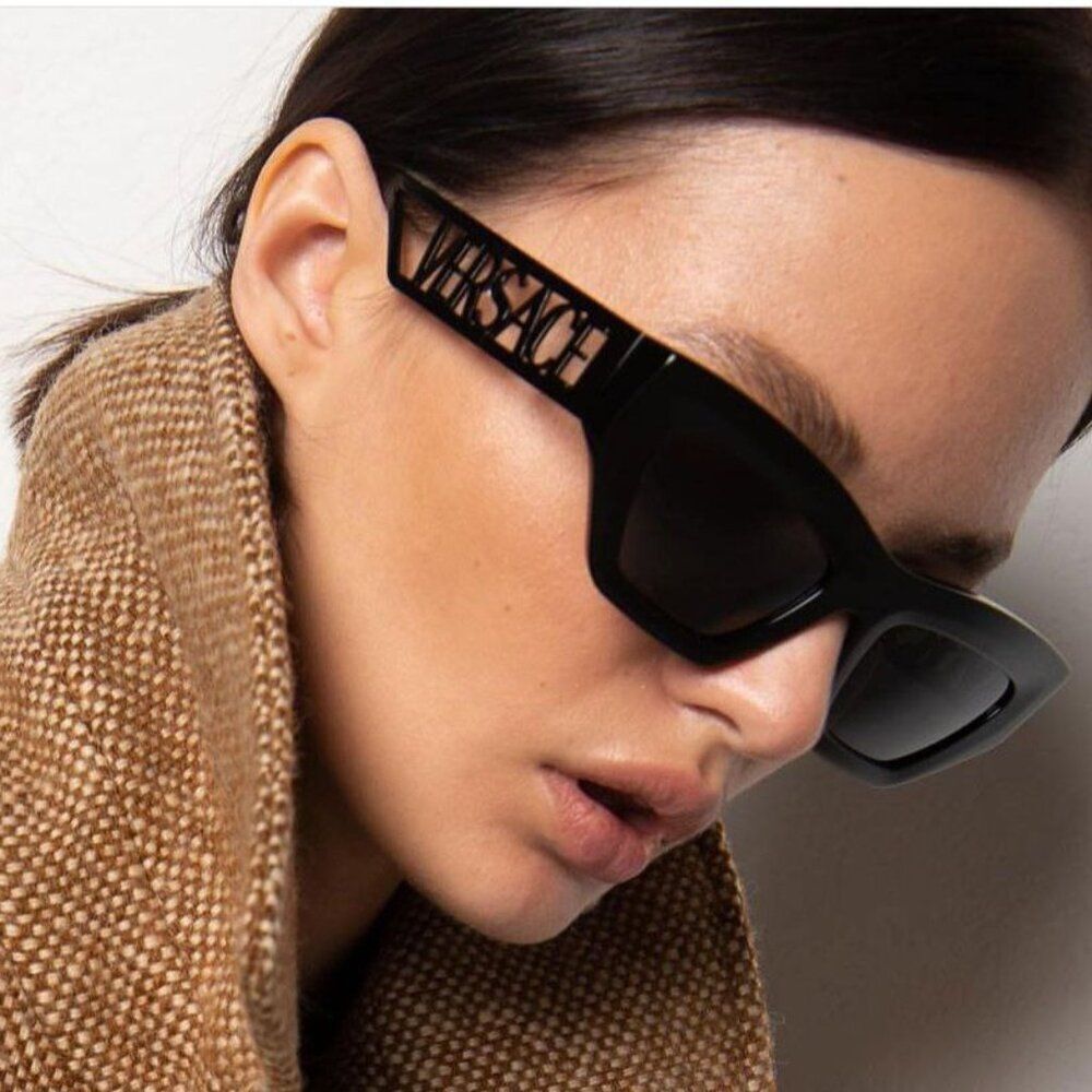 SALE! NEW Versace VE4432U 523287 Black Dark Grey Cat Eye Women Sunglasses
